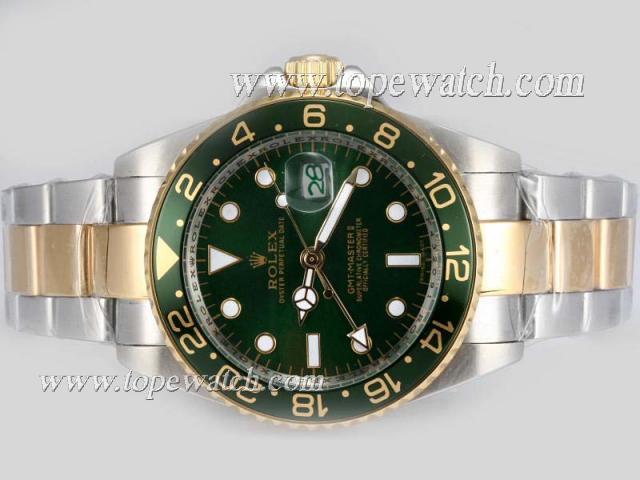 Replica Rolex GMT-Master II Automatic Two Tone with Green Dial