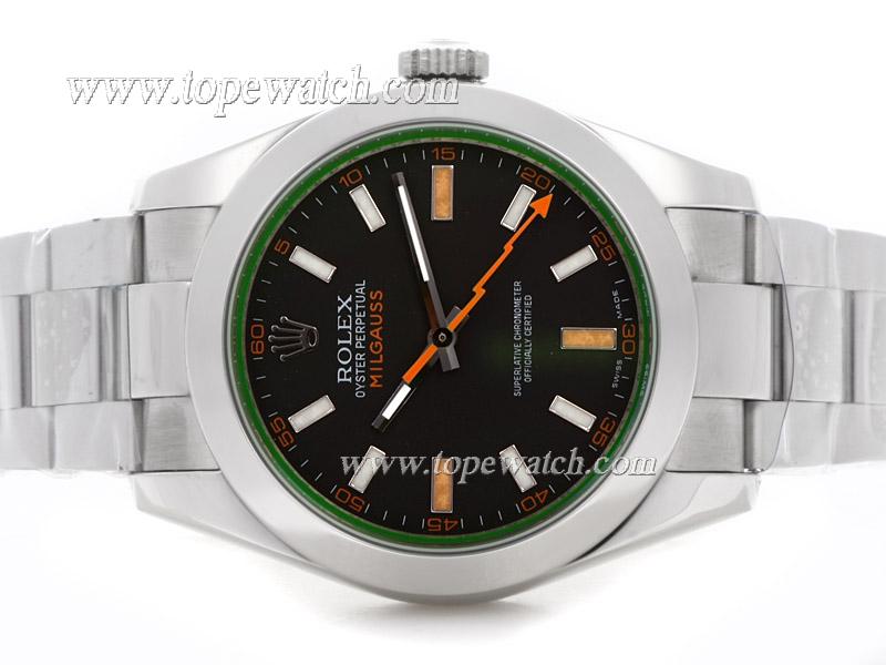 Replica Rolex Milgauss ASIA ETA 3131 Movement with Tinted Green Sapphire 1:1 Version