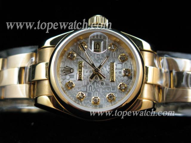 Replica ROLEX OYSTER KING ALL GOLD LADY COMPUTER SILVER/DIAMOND