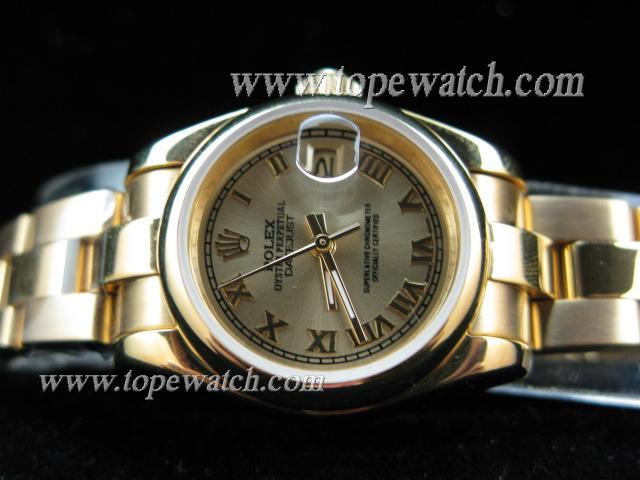 Replica ROLEX OYSTER KING ALL GOLD LADY GOLD/ROMAN