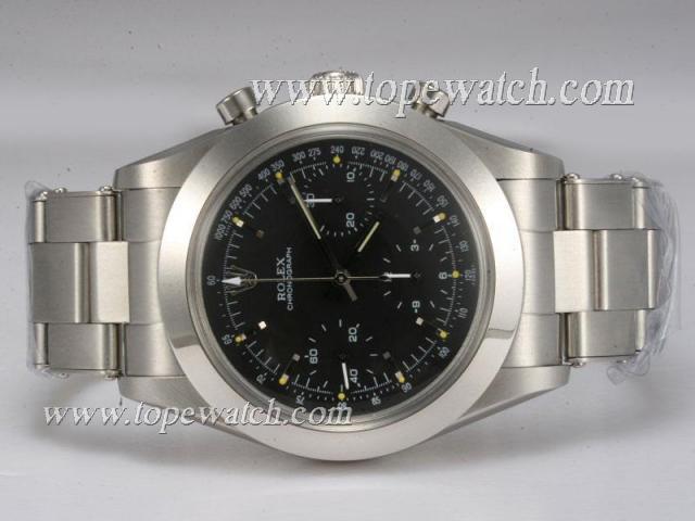 Replica Rolex Pre Daytona Chronograph Asia Valjoux 7750 Movement with Black Dial-Vintage Edition