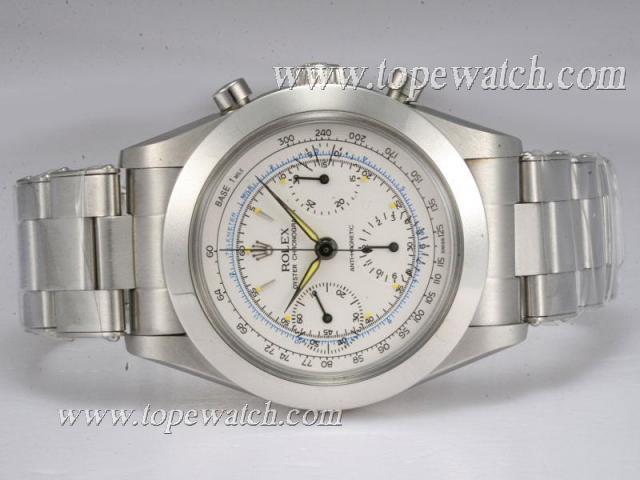 Replica Rolex Pre Daytona Chronograph Asia Valjoux 7750 Movement with White Dial-Vintage Edition