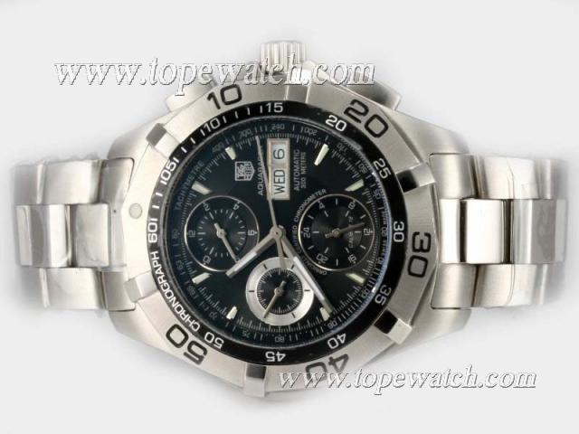 Replica Tag Heuer Aquaracer 300 Meters Chronograph with Black -Same Chassis As 7750-High Quality