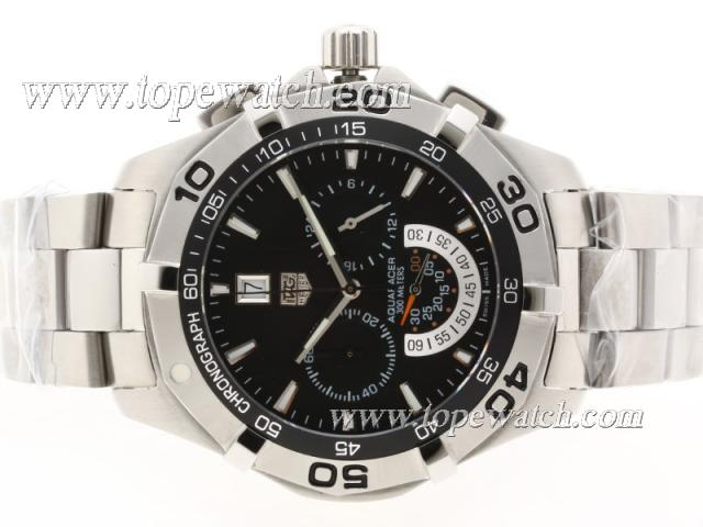 Replica Tag Heuer Aquaracer 300 Meters Working Chronograph with Black Dial S/S-Sapphire Glass