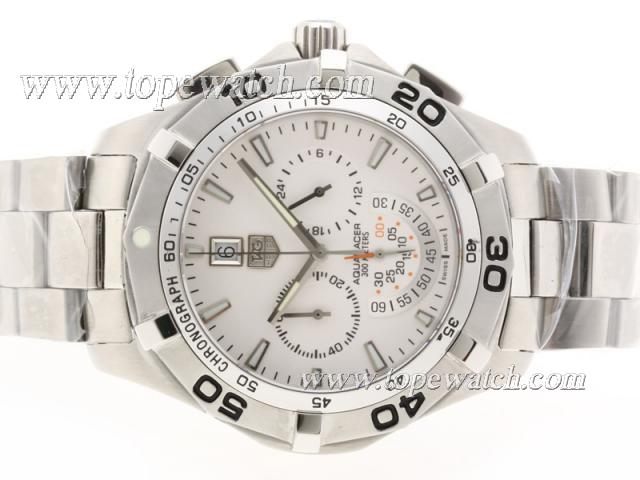 Replica Tag Heuer Aquaracer 300 Meters Working Chronograph with White Dial S/S-Sapphire Glass