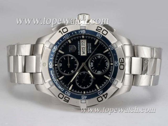 Replica Tag Heuer Aquaracer Chrono Day-Date with Blue Dial Same Chassis As 7750-High Quality