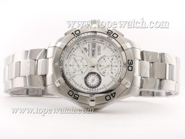Replica Tag Heuer Aquaracer Chrono Day-Date with White Dial Same Chassis As 7750-High Quality