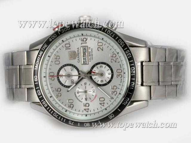 Replica Tag Heuer Carrera Calibre 16 Working Chronograph With White Dial-New Version
