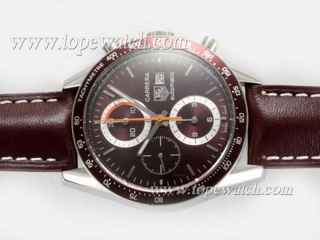 Replica Tag Heuer Carrera Chronograph Asia Valjoux 7750 Movement with Brown Dial-New Version