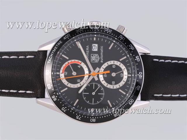 Replica Tag Heuer Carrera Chronograph Automatic Black Dial and Bezel Same Chassis As 7750-High Quality