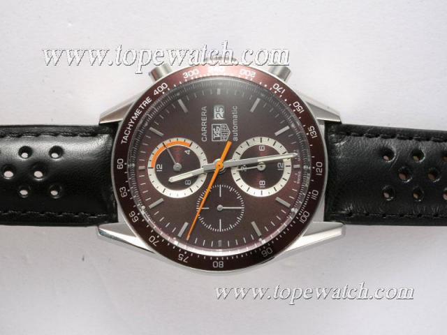 Replica Tag Heuer Carrera Chronograph Automatic Brown Dial and Bezel Same Chassis As 7750-High Quality