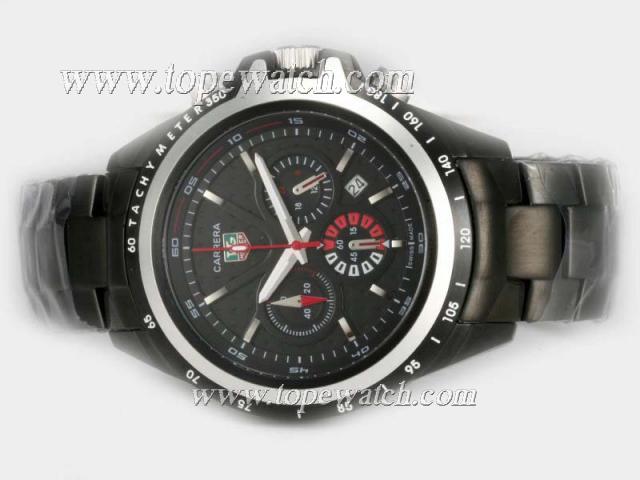 Replica Tag Heuer Carrera Working Chronograph Full PVD with Black Dial-New Version