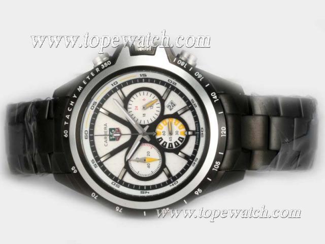 Replica Tag Heuer Carrera Working Chronograph Full PVD with White Dial-New Version