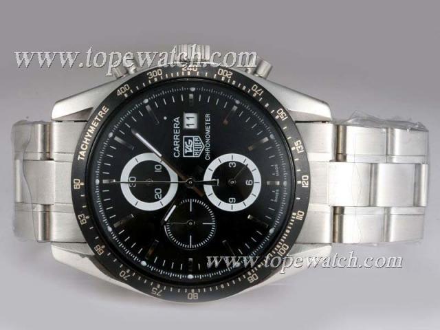 Replica Tag Heuer Carrera Working Chronograph with Black Dial and Bezel