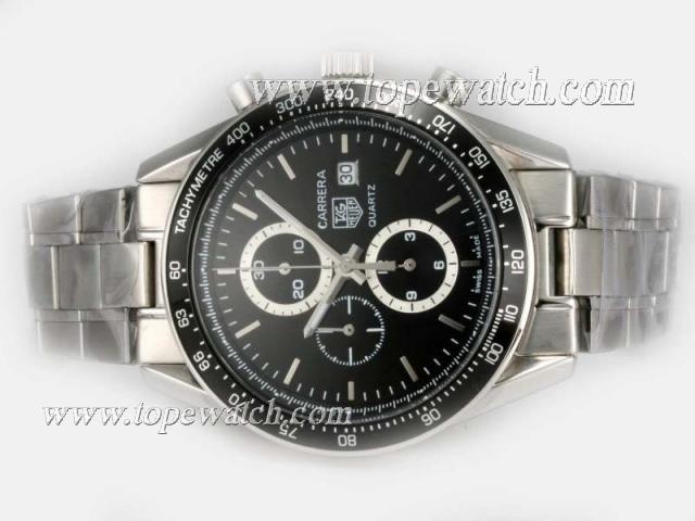 Replica Tag Heuer Carrera Working Chronograph with Black Dial and Bezel