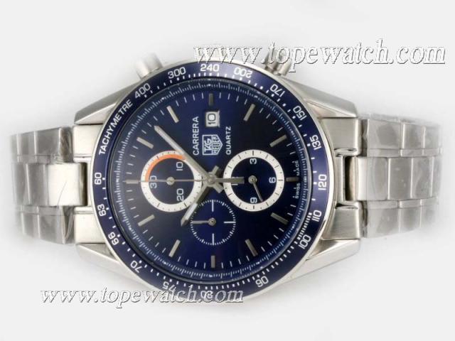 Replica Tag Heuer Carrera Working Chronograph with Blue Dial and Bezel