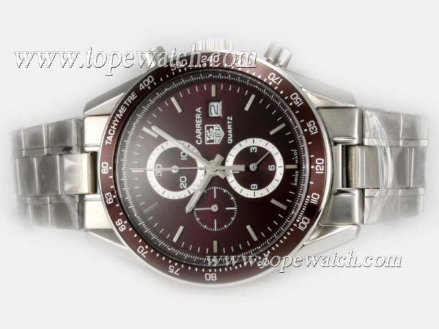 Replica Tag Heuer Carrera Working Chronograph with Brown Dial and Bezel