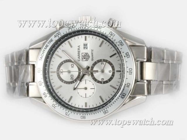 Replica Tag Heuer Carrera Working Chronograph with Silver Dial