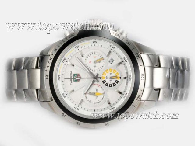 Replica Tag Heuer Carrera Working Chronograph with White Dial-New Version