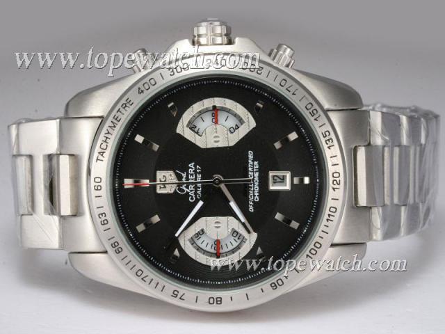 Replica Tag Heuer Grand Carrera Calibre 17 Working Chronograph with Black Dial