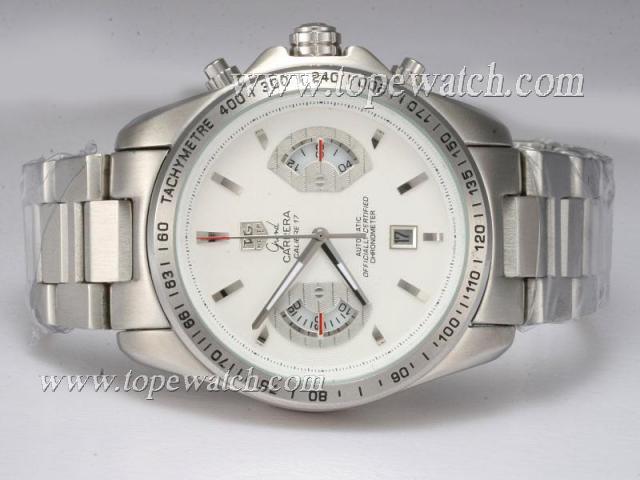 Replica Tag Heuer Grand Carrera Calibre 17 Working Chronograph with White Dial