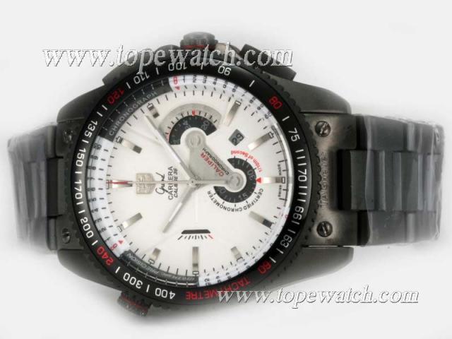Replica Tag Heuer Grand Carrera Calibre 36 Working Chronograhp Full PVD with White Dial