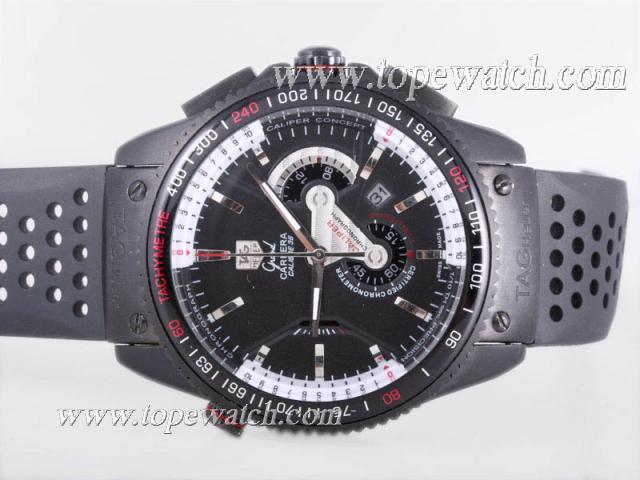 Replica Tag Heuer Grand Carrera Calibre 36 Working Chronograph PVD Case with Black Dial