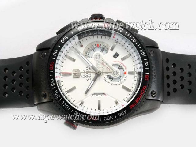 Replica Tag Heuer Grand Carrera Calibre 36 Working Chronograph PVD Case with White Dial