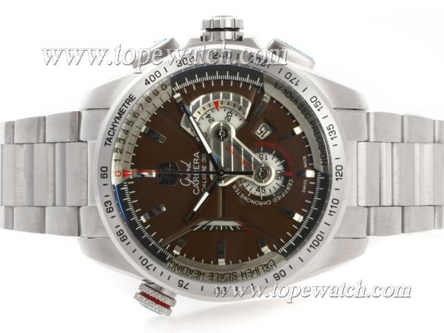 Replica Tag Heuer Grand Carrera Calibre 36 Working Chronograph with Brown Dial S/S-1:1 Version