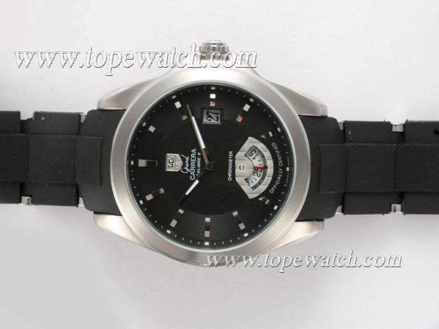 Replica Tag Heuer Grand Carrera Calibre 6 Black Dial with Rubber Strap