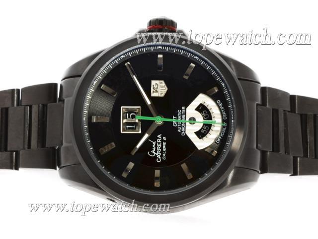 Replica Tag Heuer Grand Carrera Calibre 8 Automatic Full PVD with Black Dial-Same Structure As ETA Version-High Quality