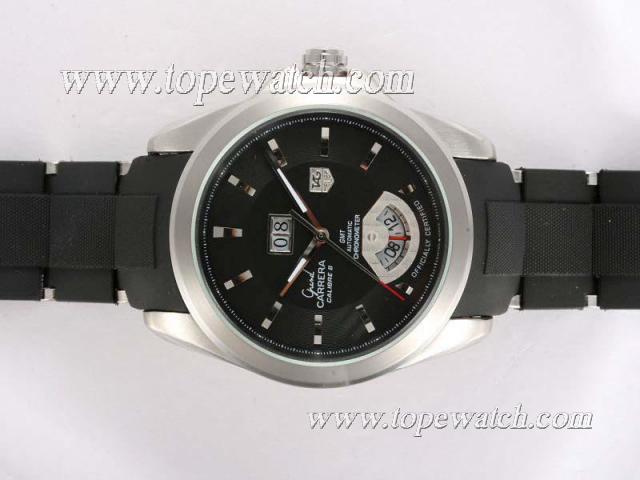 Replica Tag Heuer Grand Carrera Calibre 8 Automatic with Black Dial-Rubber Strap