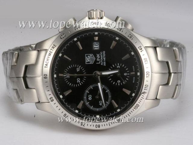 Replica Tag Heuer Link 200 Meters Chronograph Asia Valjoux 7750 Movement with Black Dial