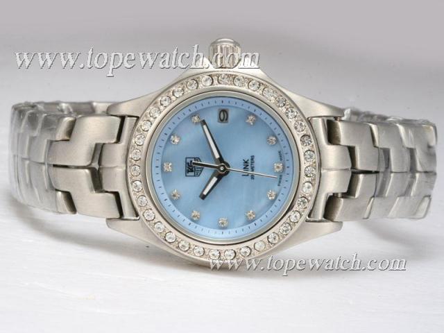 Replica Tag Heuer Link 200 Meters Diamond Bezel and Marking with Blue Dial Lady Size