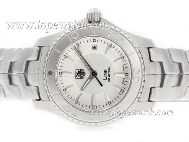 Replica Tag Heuer Link 200 Meters Swiss ETA Movement Stick Markers with White Dial-Lady Size 1:1 Version