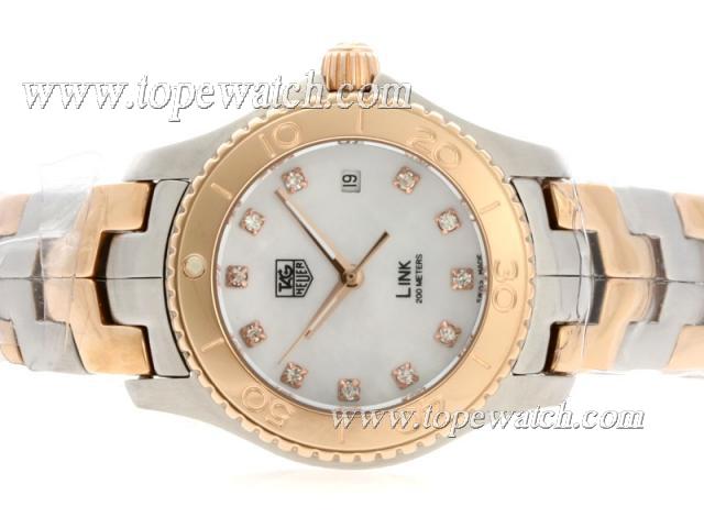 Replica Tag Heuer Link 200 Meters Swiss ETA Movement Two Tone Diamond Markers with MOP Dial-Lady Size 1:1 Version