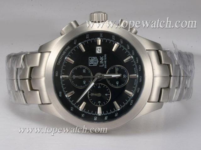 Replica Tag Heuer Link 200 Meters Working Chronograph with Black Dial Same Chassis As 7750-High Quality