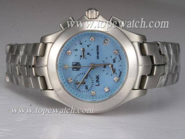 Replica Tag Heuer Link 200 Meters Working Chronograph with Blue MOP Dial Lady Size