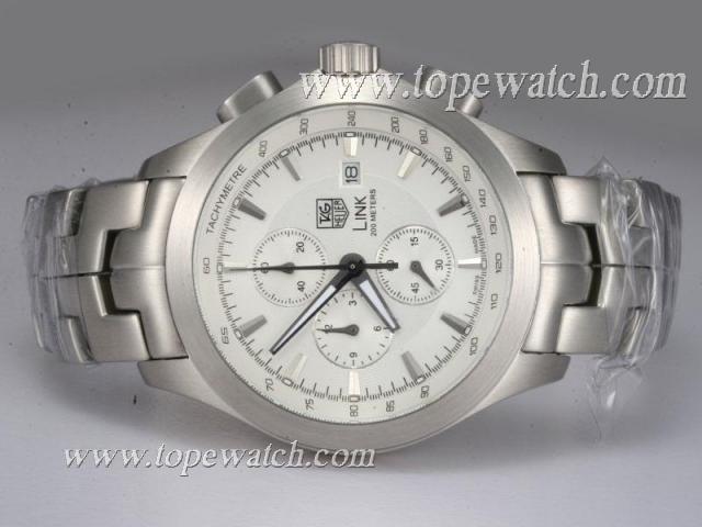 Replica Tag Heuer Link 200 Meters Working Chronograph with White Dial Same Chassis As 7750-High Quality