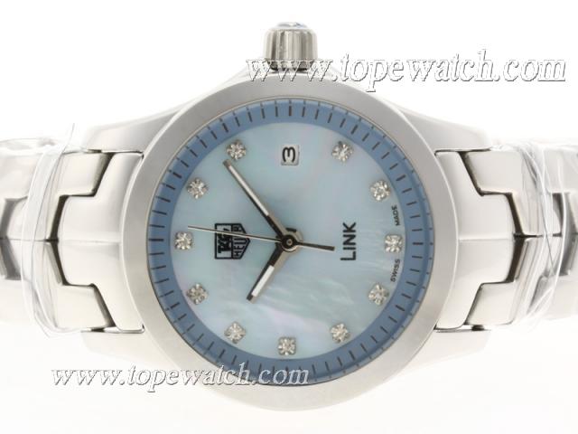 Replica Tag Heuer Link Blue MOP Dial with Diamond Marking S/S -Lady Size