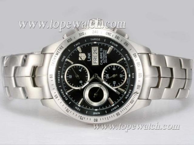 Replica Tag Heuer Link Calibre 16 Chronograph Automatic with Black Dial Same Chassis As 7750-High Quality