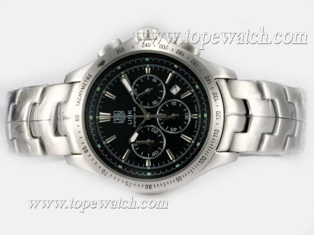 Replica Tag Heuer Link Calibre 36 Working Chronograph with Black Dial