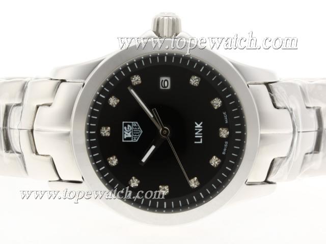 Replica Tag Heuer Link Diamond Marking with Black Dial S/S -Lady Size