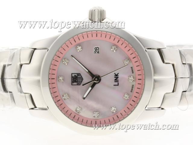 Replica Tag Heuer Link Pink MOP Dial with Diamond Marking S/S -Lady Size