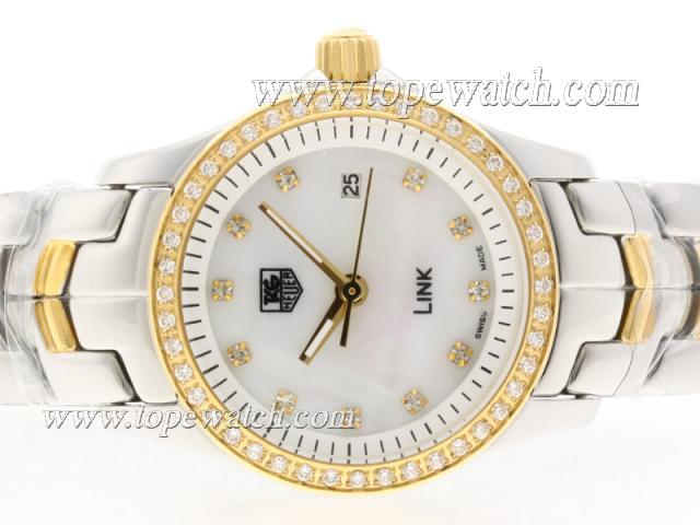 Replica Tag Heuer Link Swiss ETA Movement Two Tone Diamond Bezel with MOP Dial-Lady Model 1:1 Version