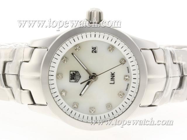 Replica Tag Heuer Link White MOP Dial with Diamond Marking S/S-Lady Size