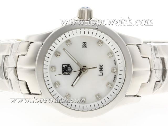 Replica Tag Heuer Link White MOP Dial with Diamond Marking S/S-Lady Size