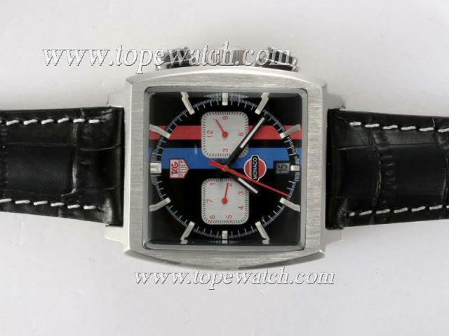 Replica Tag Heuer Monaco Chronograph Automatic with Black Dial and Strap-Deployment Buckle