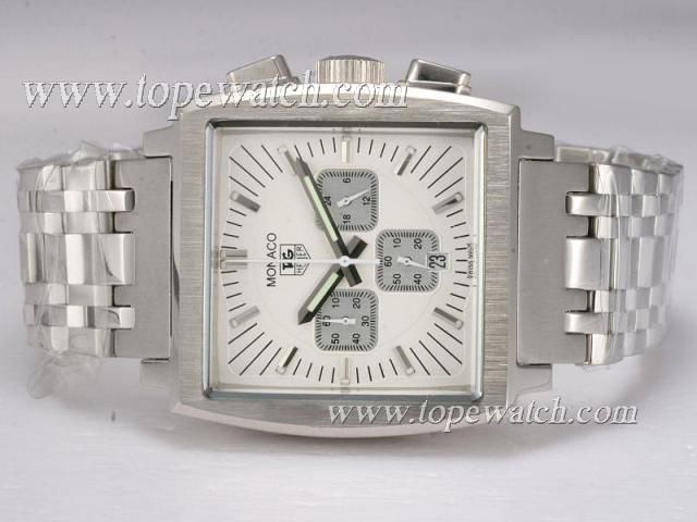 Replica Tag Heuer Monaco Working Chronograph with White Dial